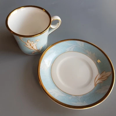 Wedgwood demitasse coffee cup saucer blue Time For ceramic England 2000 Vintage - image 1 of 4