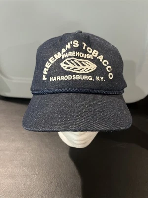 Vtg 90s Denim Trucker Hat Freeman’s Tobacco Warehouse Harrodsburg Kentucky - Image 1 of 4