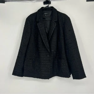 Talbots Women's Plus Textured Black Business Casual Career Blazer Size 22W - Picture 1 of 10