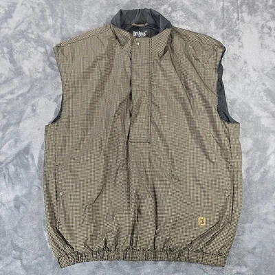 FootJoy DryJoys Golf Vest Men L Brown Houndstooth Nylon Lined Windbreaker Jacket - Image 1 of 4