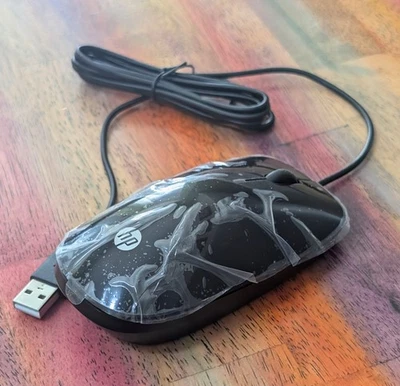 🖱HP Hewlett Packard Wired USB Optical Glossy Black Scroll Mouse P/N  801527-001 - Image 1 of 4
