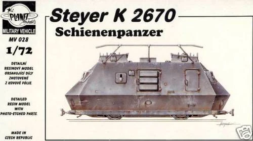 Planet Models Steyer K 2670 Schienenpanzer 1:72 Modello Kit Bausatz NUOVO - Immagine 1 di 1