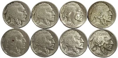 (8) 1913 TYPE 2 UNITED STATES BUFFALO NICKEL CIRCULATED COINS DEALER LOT - Image 1 of 2