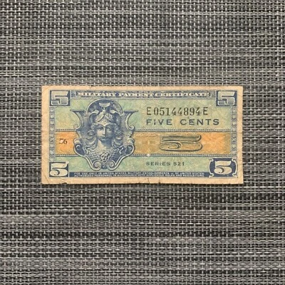US ARMY 5 Cents Banknote MPC Currency Paper Money Memorabilia Liberty Head Bill - Image 1 of 3
