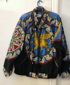 VTG Giacca Gallery Sport Windbreaker Stained Glass Griffin Lion Design Size S - Picture 1 of 2