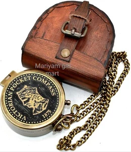 Victorian Pocket Compass 1875 With Leather Case Graduation Gift For Girls Ideas - Picture 1 of 6