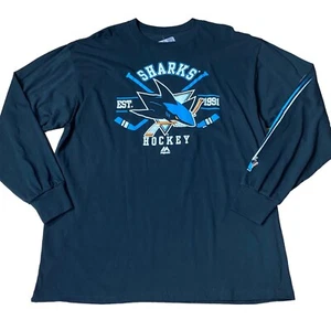Majestic San Jose Sharks T-Shirt Men’s XL Black Long Sleeve Crewneck NHL Hockey - Picture 1 of 11