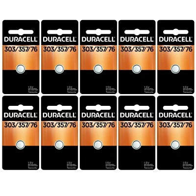 10 pilas de óxido de plata Duracell 303/357 (AG13, SR44, SR44W, EPX76, 76B) Foto 1 de 2