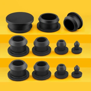 Black Silicone Rubber Snap-On Hole Plugs Stoppers Tube Inserts Ø 2.5mm - 60.6mm - Picture 1 of 10
