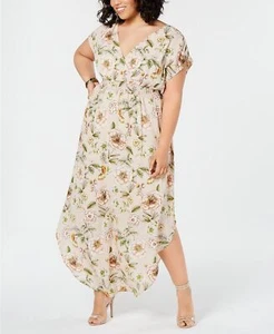 Love Squared Dress V Neck Maxi Floral Print Blush Pink Plus Sz 1X NEW NWT 416 - Picture 1 of 3