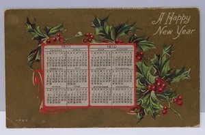 A Happy New Year 1910 Calendar And Holly - Picture 1 of 2