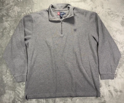 Chaps Sweater Mens 2XLT Gray 1/4 Zip Mock Neck Long Sleeves Pullover Knit Preppy - Image 1 of 4