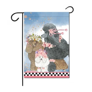 Poodle Floral Garden Flag Double Sided 12 x 17 in. - Picture 1 of 1