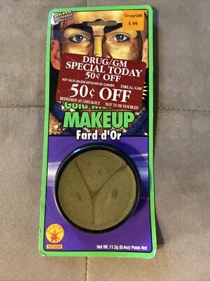 Halloween Foundation Face Mask Costume Makeup Metallic Silver Gold Grease  - Image 1 of 3