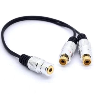 Gold Plated 3.5 to RCA Stereo Audio Splitter Cable 3.5mm Female Jack to 2 Pho... - Picture 1 of 5
