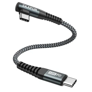 ZKAPOR Câble USB C vers USB C Court 90 Degrés 30CM Cable Type C 60W Câble USB... - Photo 1 sur 12