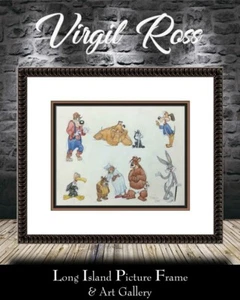 Hoja de Modelo Firmada Original Virgil Ross Dibujo Personajes Mixtos Enmarcado Personalizado - Imagen 1 de 7