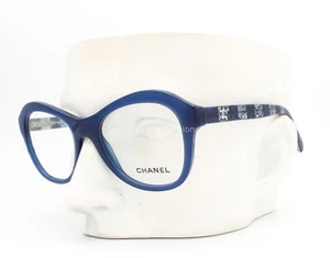 Chanel 3299 1483 Eyeglasses Glasses Polished Blue w/ Silver CC Logo 50-19-140 - Picture 1 of 7