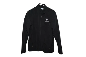 TopGolf Jacket Mens Medium Black Windbreaker Fleece Lined Full Zip Collared - Picture 1 of 7