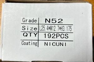 N52 Rare Earth Magnets 1" x 1/2" x 1/8" - Picture 1 of 5