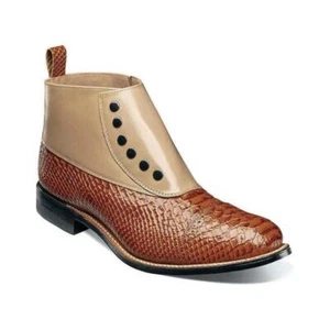 Stacy Adams Madison Spectator Spat Cap Toe Demi Boot Multi Tan 00109-238 - Picture 1 of 20