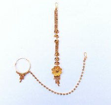 Indian Bridal Nathni Golden Nose Ring Wedding Maang Tikka Women Fashion Jewelry
