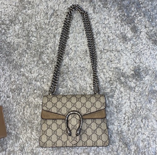 Borsa a tracolla Gucci Dionysus GG piccola in tela beige ebano