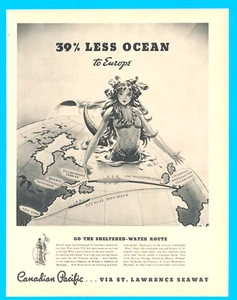 Canadian Pacific St. Lawrence Seaway to Europe cruise ship print ad 1935 travel - Picture 1 of 5