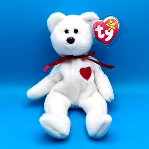 TY Beanie Baby - VALENTINO el Oso Blanco (8,5 pulgadas) - Imagen 1 de 1