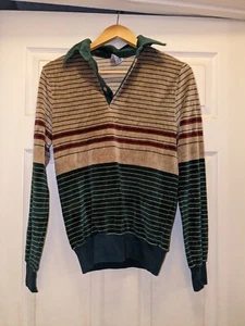 Vintage 70s Saturdays in California Velour Multicolor V Neck Shirt Mens Small - Picture 1 of 3