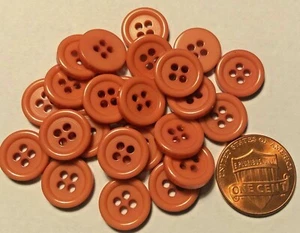 24 Small Shiny Muted Coral Plastic Sew-through Buttons Almost 1/2" 12mm 10102 - Picture 1 of 1