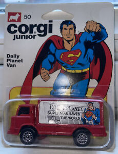 Vintage Corgi Juniors 50 Superman Daily Planet Van 1976 Mint Unopened Card