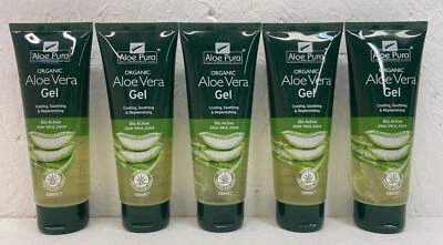 5 x Organic Aloe Vera Gel 100ml Each – 100% Natural Soothing Skin Care Pack - Image 1 of 4
