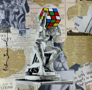 MR BRAINWASH Atlas Statue Rubik's Cube Unique Original Pop Art HAND SIGNED 1/1 - Picture 1 of 7