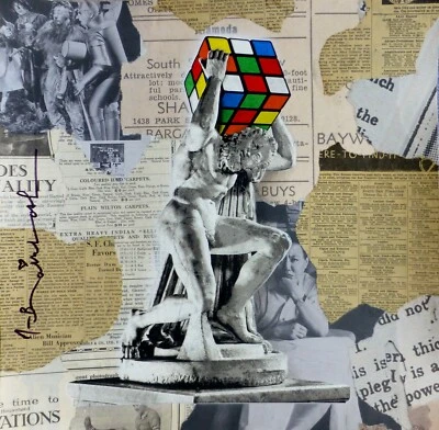 MR BRAINWASH Atlas Estatua Cubo de Rubik Única Original Arte Pop FIRMADA A MANO 1/1 Foto 1 de 4