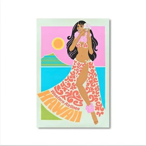 Hawaii Western Airlines Vintage Travel Poster - Picture 1 of 10