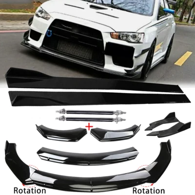 Front Bumper Lip Spoiler Diffuser Splitter Side Skirt FOR 08-15 MITSUBISHI LANCE - Imagem 1 de 4