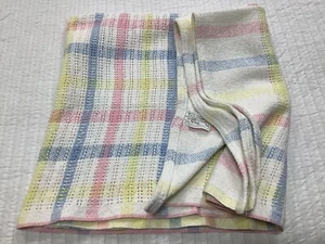 Beacon Vintage Woven Baby Blanket Pastel Plaid Pink Blue Yellow 1675 - Picture 1 of 5