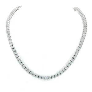 Unisex Tennis Necklace Silver Finish Lab Diamonds 3mm Choker Chain 17 inches - Picture 1 of 2