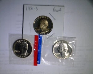 1981 pds Washington Quarters Unc in mint cello and Proof - Picture 1 of 2