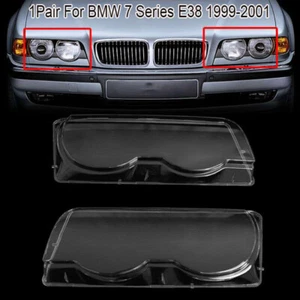 Pair Headlight Lens Lenses Cover  For BMW 7 Series E38 1999-2001 Lampshade Clear - Picture 1 of 10