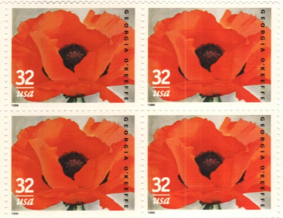 United States 32¢ Georgia O'Keeffe Flower Postage Stamp #3069 x 100 singles - Image 1 of 1