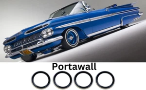 4x Portawalls Black White Wall Tire Insert 15" Rims Sidewall Set - Picture 1 of 12