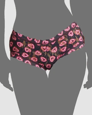 Pantalones cortos para mujer Hanky Panky de encaje con estampado de corazón negro talla S $39 Foto 1 de 3