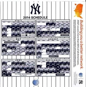 2014 NEW YORK NY YANKEES MAGNETIC SCHEDULE SGA 4/11/14 YANKEE STADIUM - Picture 1 of 1