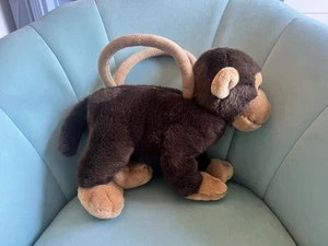 Russ Berrie Monkey Bag Plush Child Handbag Strap Zip Toy 13” Chimp - Picture 1 of 11