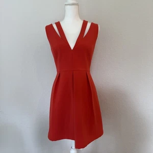 BCBGMAXAZRIA Clayre Red Poppy Dress 12 • Cocktail Wedding Guest Fit & Flare - Picture 1 of 24
