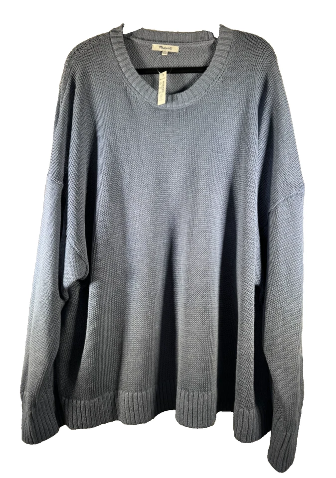 Nuevo suéter de lino Madewell para mujer talla 4X azul tejido cuadrado nuevo con etiquetas cuello redondo Foto 1 de 4