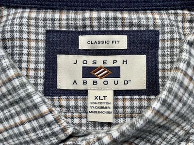 Camisa Joseph Abboud ajuste clássico algodão cashmere manga longa botão para cima macia GG - Imagem 1 de 4