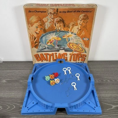 Vintage Battling Tops Board Game Ideal 1968 | 5 Tops 4 Pullers Missing Scorepegs - Image 1 of 4